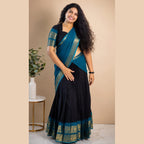 Kanji cotton dhavani- Black and blue