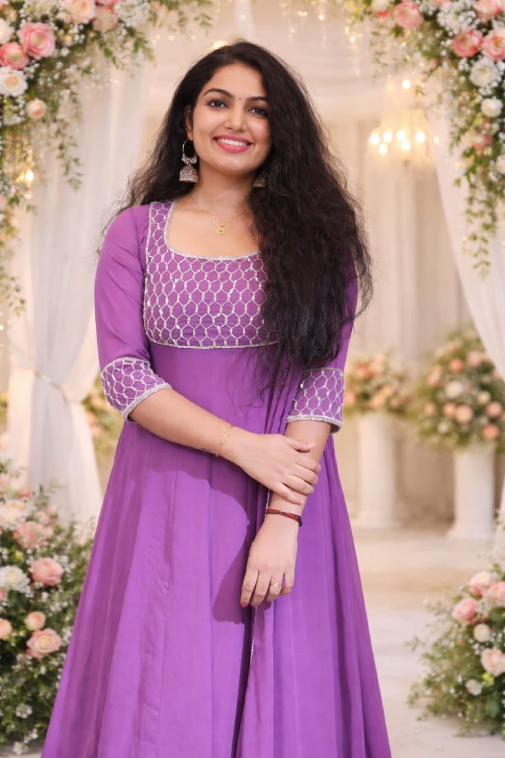 Pannel cut lavender georget anarkali