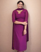 Georget slitted 3 piece salwar set - Mizhiboutique