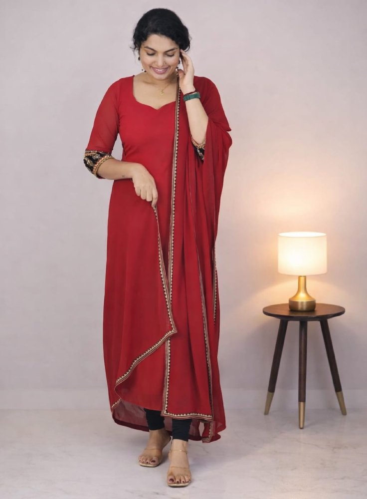 Georget Aline dress with duppatta - Mizhiboutique