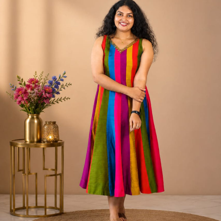 Multi color anarkali