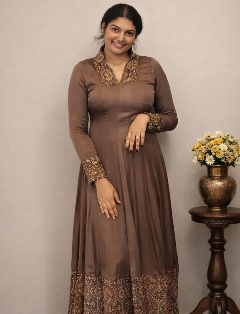 Modal silk  panelled Anarkali