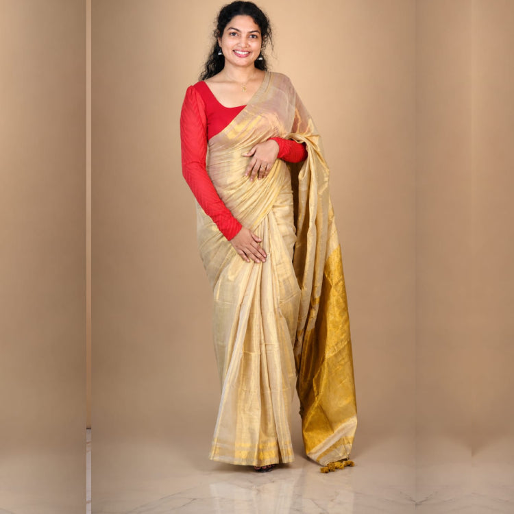 Mul Tissue Saree with Rich Golden Border