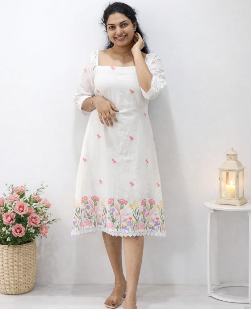 Mul Chanderi A-Line Frock - Mizhiboutique