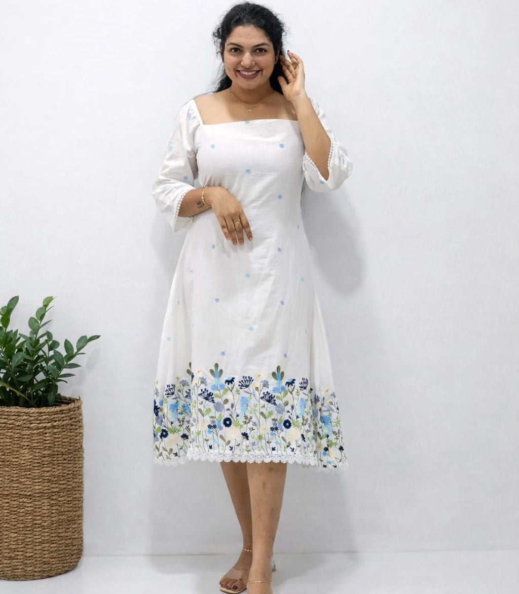 Mul Chanderi A-Line Frock - Mizhiboutique