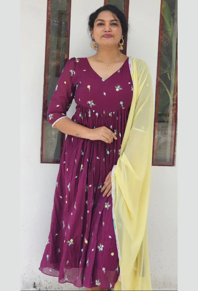 mul chanderi pleated aline top - Mizhiboutique
