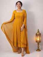 Panelled anarkali in georget