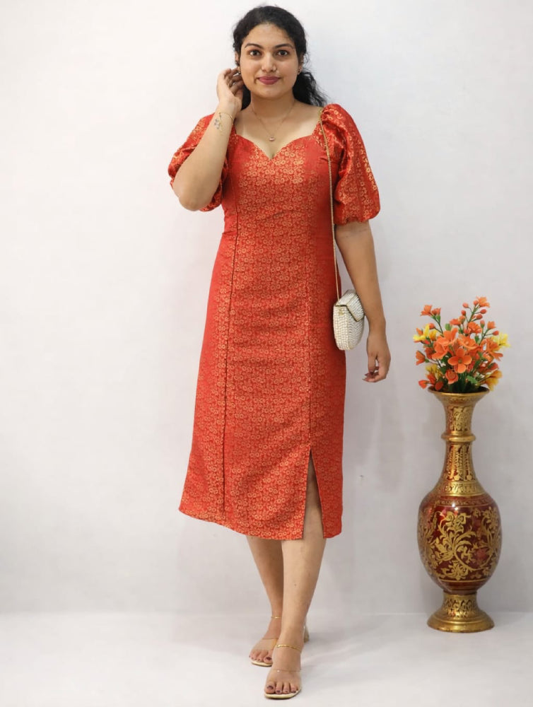 Brocade Western-Style Frock - Mizhiboutique
