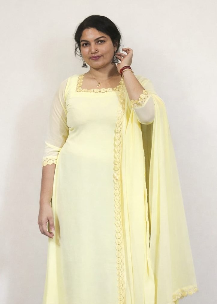 Aline lace dress with duppatta - Mizhiboutique