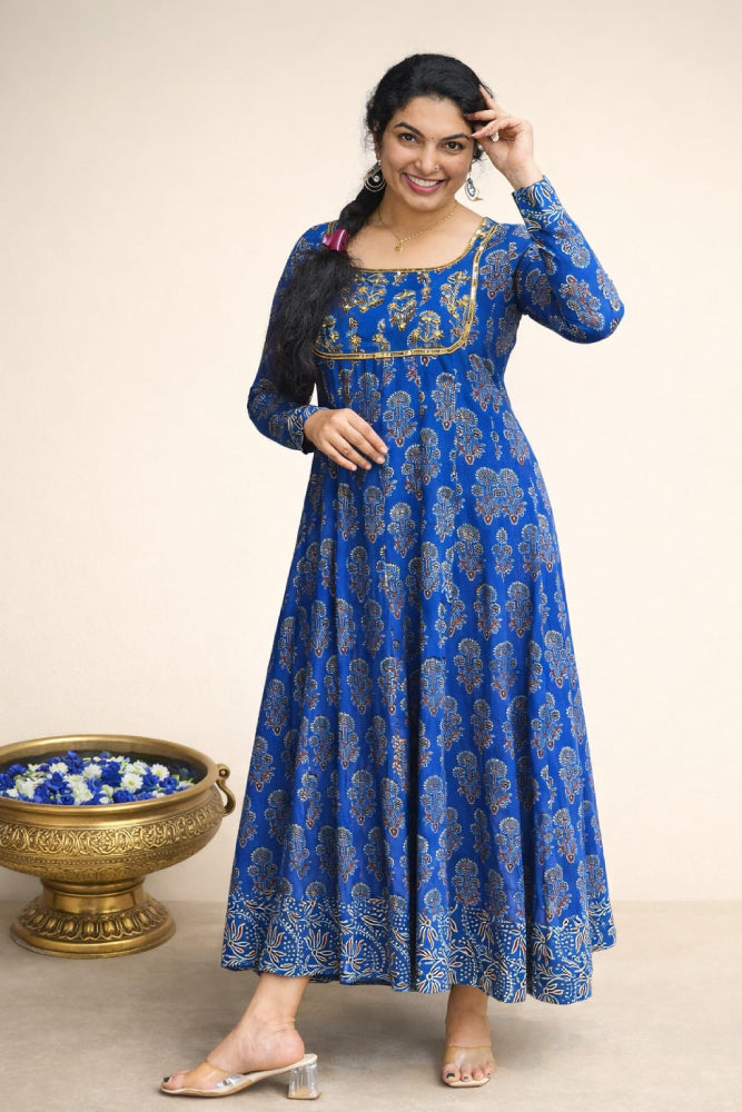 Panelled Ajrakh anarkali