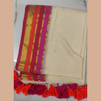 Mul Cotton Saree with Rani Pink Border