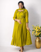 Hand worked pleated kurtis - Mizhiboutique