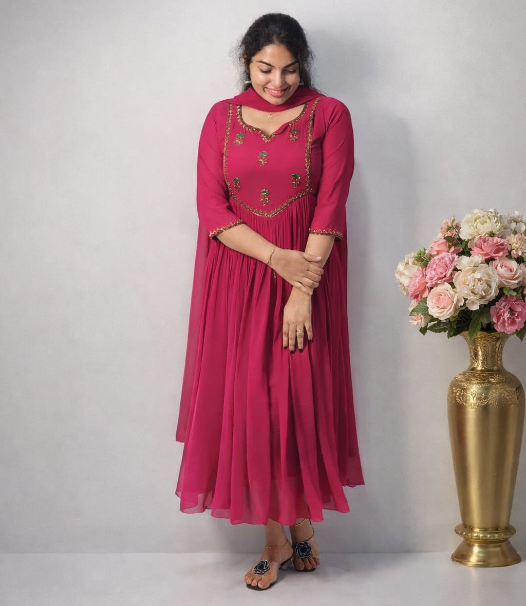 Hand worked pleated kurtis - Mizhiboutique