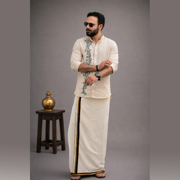 Shankhupushpam Hand-Painted Shirt