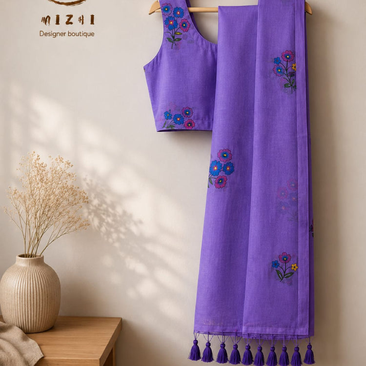 Royal Purple mul cotton saree