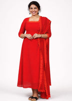 Aline lace dress with duppatta - Mizhiboutique