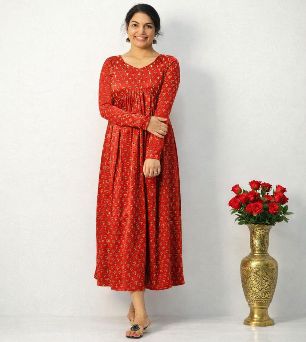 Modal silk alia cut kurti - Mizhiboutique