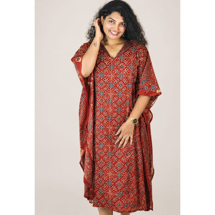 Terracotta red Pure Modal Silk Kaftan