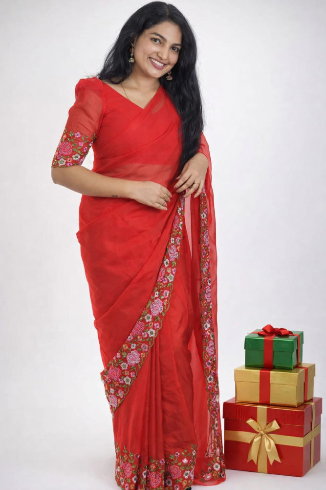 Ready-to-Wear Organza Saree - Mizhiboutique