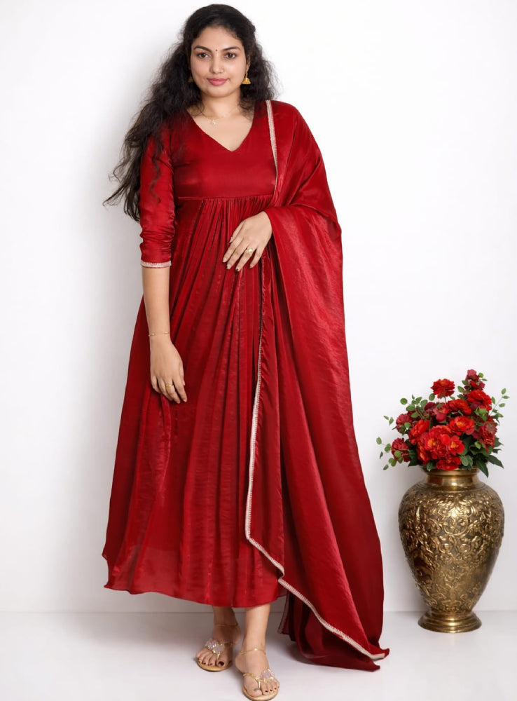 Velvet Organza Alia-Cut Kurti with Dupatta - Mizhiboutique