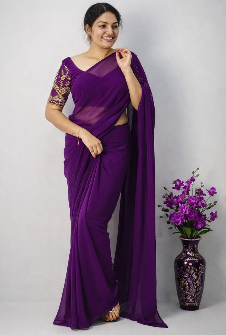 Ready to wear saree and hand worked blouse piece