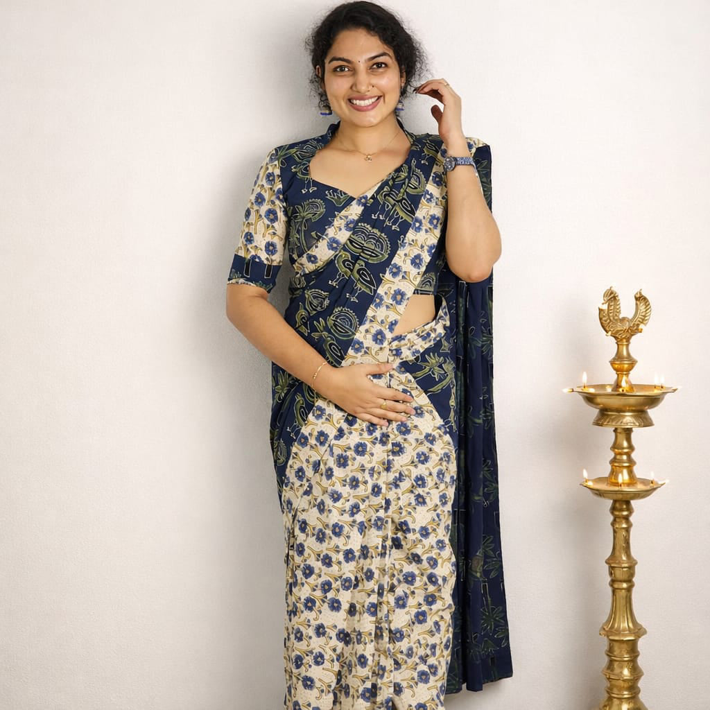 Ajrakh handblocked cotton sarees