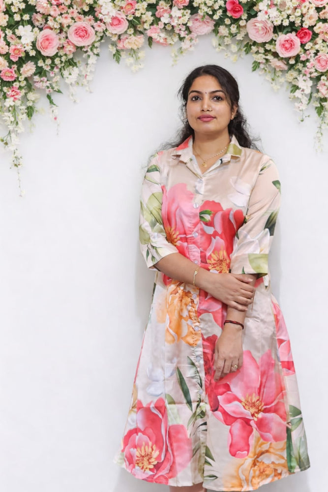 A-line shirt collar kurti