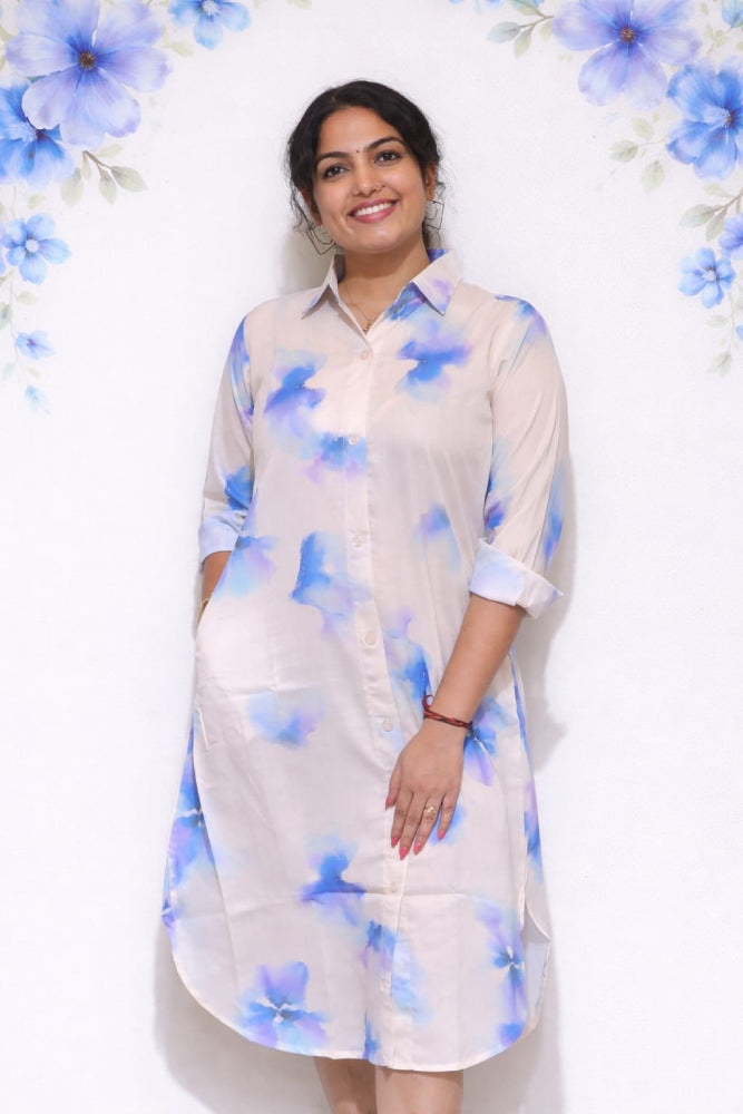 A-line shirt collar kurti - Mizhiboutique