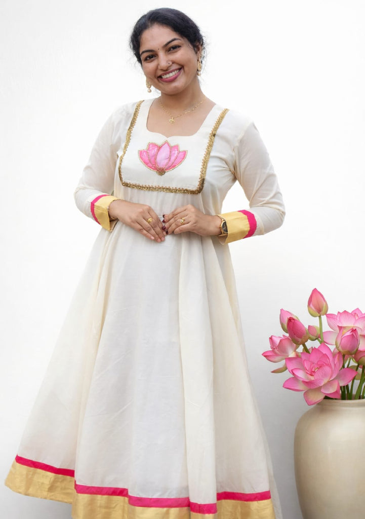 Traditional flaired umbrella kurti - Mizhiboutique