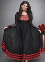 Umbrella-Flared Georgette Kurti with Handwork - Mizhiboutique