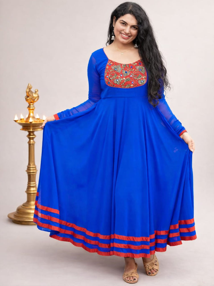 Umbrella-Flared Georgette Kurti with Handwork - Mizhiboutique