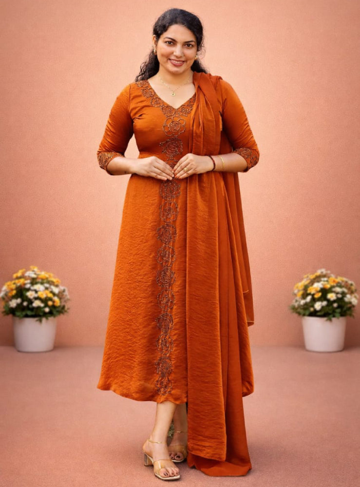 Velvet organza  Aline top with dupatta - Mizhiboutique