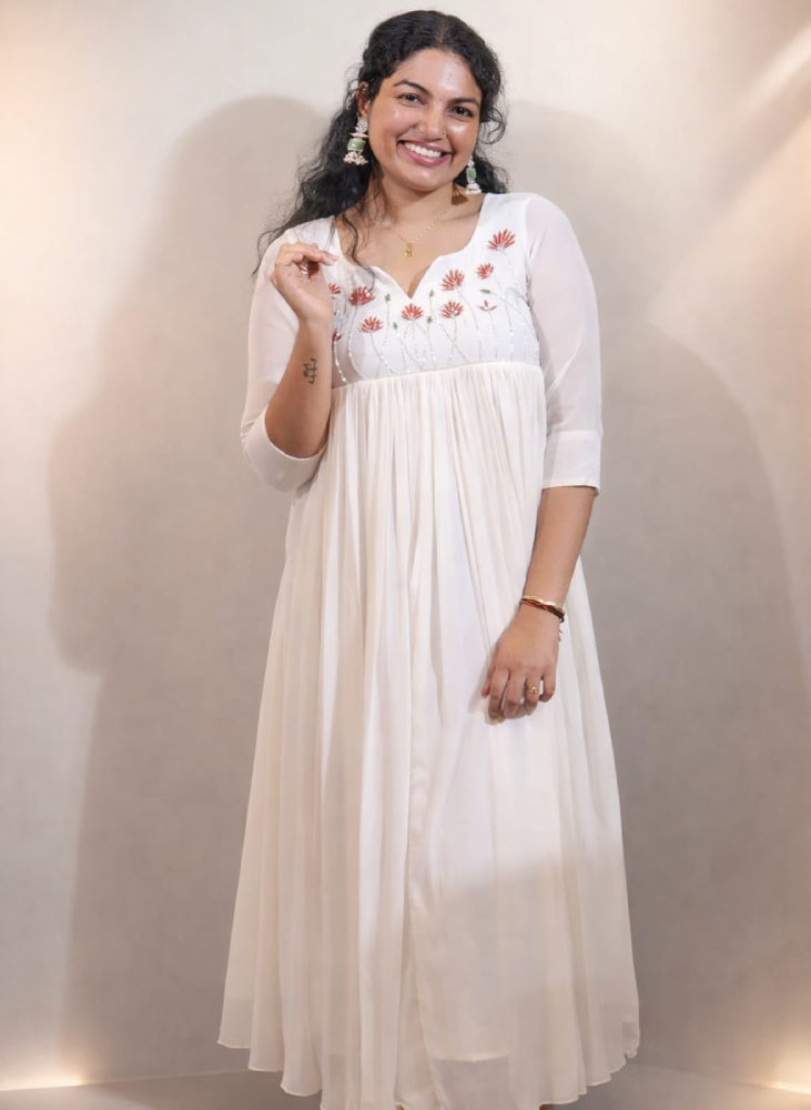White georget pleeted Aline - Mizhiboutique