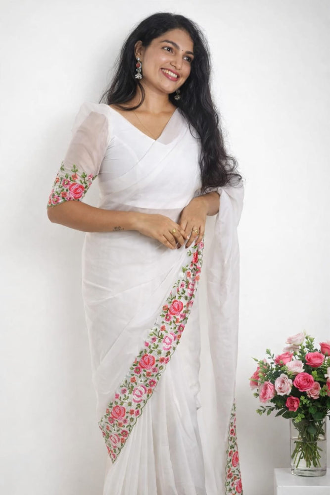 Ready-to-Wear Organza Saree - Mizhiboutique