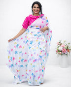 Ready-to-Wear Georgette Saree with Floral Prints - Mizhiboutique